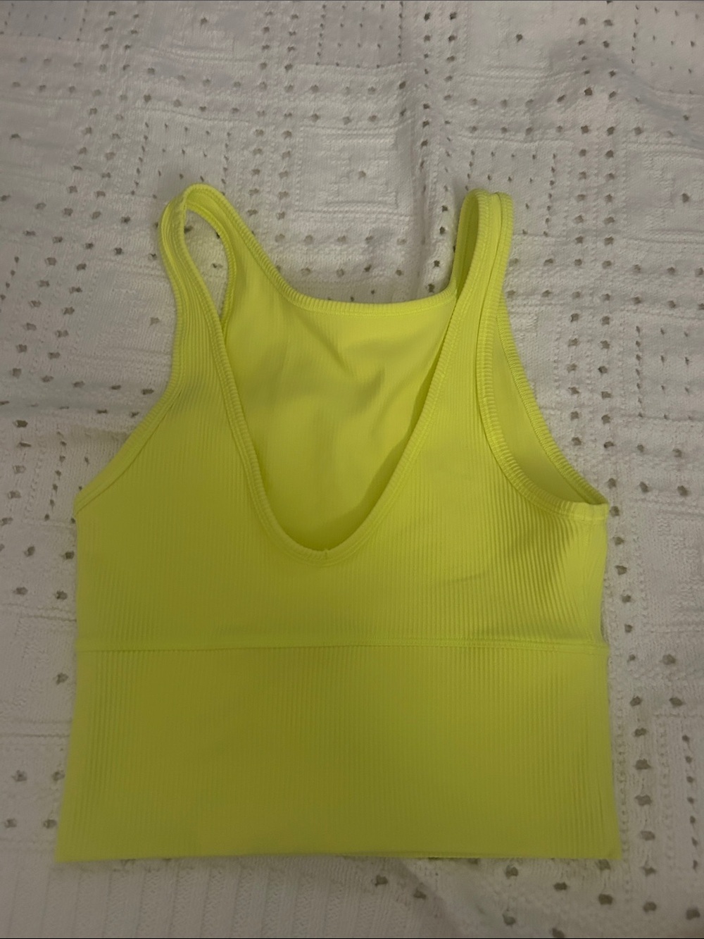 lululemon athletica Neon Yellow Ribbed Cropped Tank